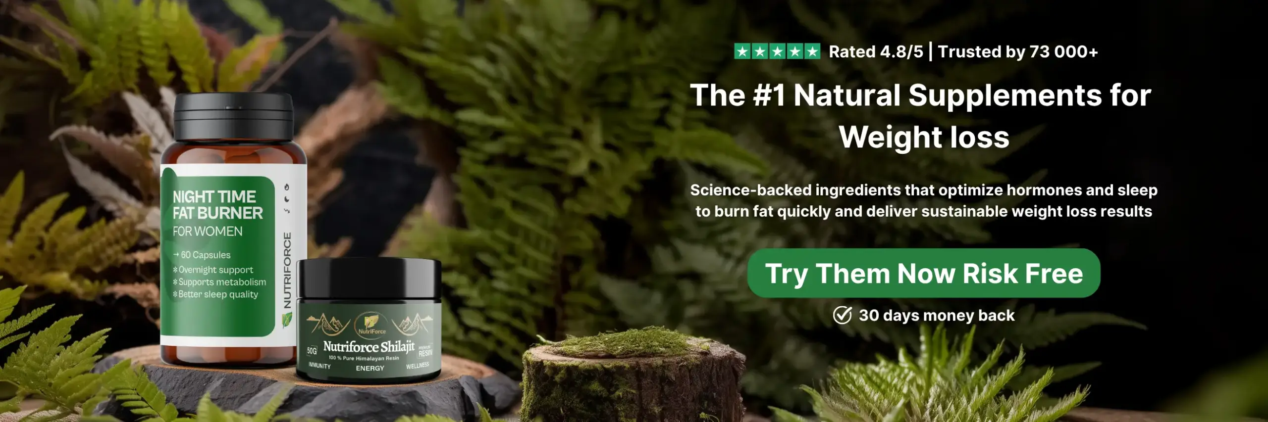 Shilajit and fat burner banner from nutriforce