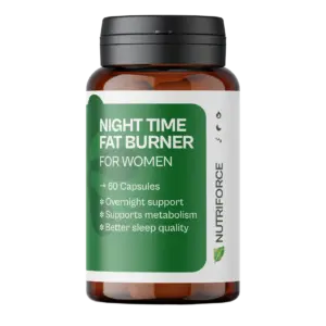fat loss supplement bottle, showing the nutriforce night time fat burner for women