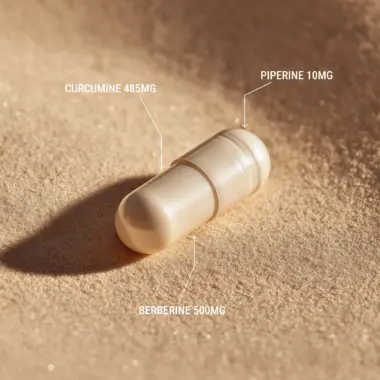 Macro shot of a single GLP-1 support capsule showing the concentrated botanical extract.