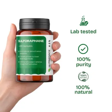 Laboratory seal of approval for 100% pure and natural sulforaphane supplement.