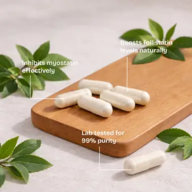 Infographic listing Epicatechin benefits: myostatin inhibitor, muscle mass, and blood flow.