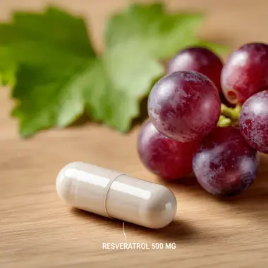 Macro shot of a single resveratrol capsule showing the purity and dosage.