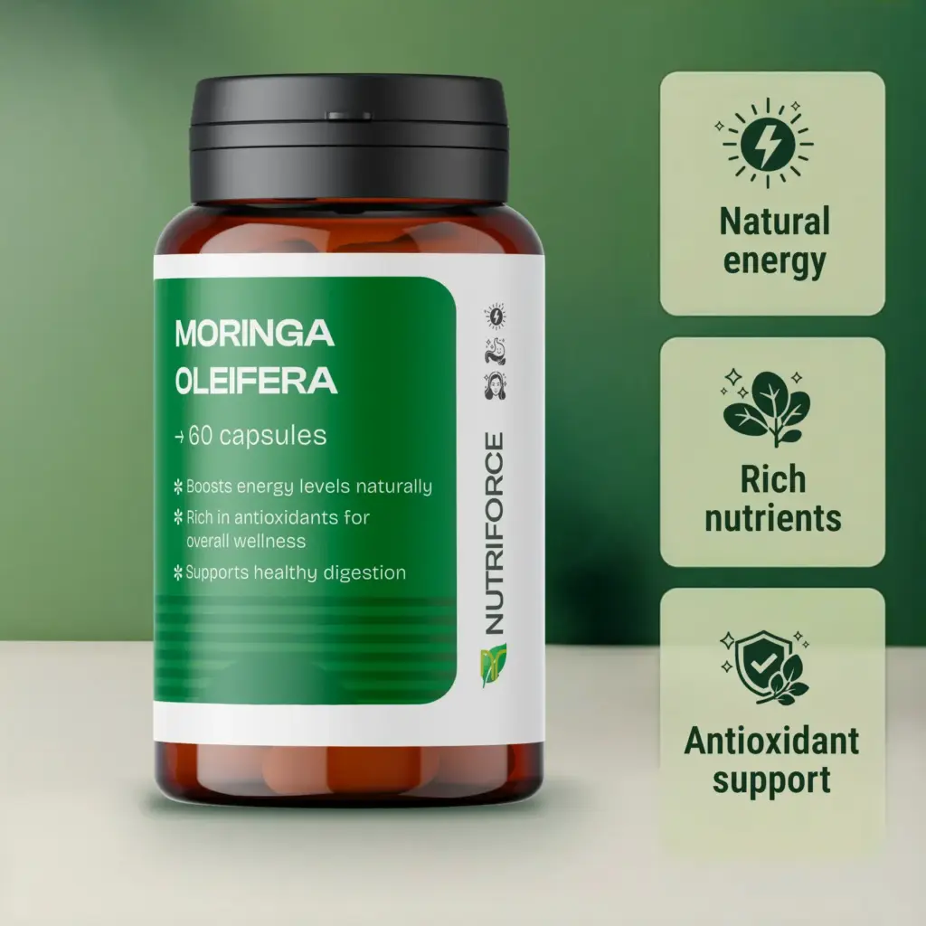 Pure Moringa Oleifera capsules to accelerate weight loss and provide a natural nutrient boost.