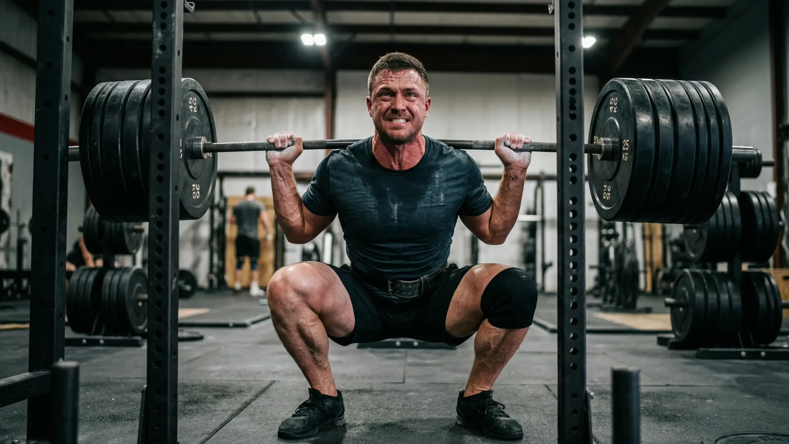 Athlete training hard in the gym